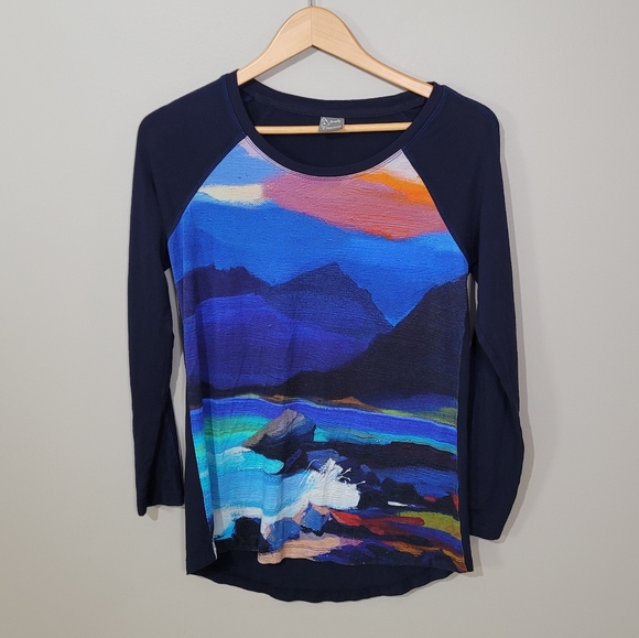 Simply art blue long sleeve artistic tee - Picture 6 of 7